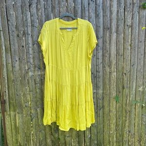 Anthropologie Maeve Silky Chartreuse Sacha Dress, Size 2X.
